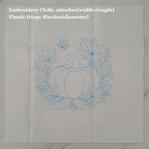 Esffaci Embroidery Starter Kit for Adult Beginner with Pumpkin Flower Pattern Hand Embroidery Set with Cloth Hoop Needle Threader Floss and Instruction - color: Pumpkin