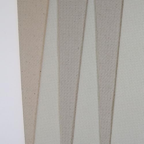 KCS 6 pc of 12" x 18"(30cmx45cm) 14CT Counted Cotton Aida Cloth Cross Stitch Fabric (Antique White+Oatmeal) - color: Antique White+oatmeal