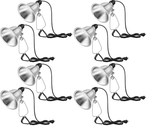 VIVOSUN 8 Pack Clamp Lamp Light with Detachable 5.5 Inch Aluminum Reflector - size: 5.5 Inch-8 Pack