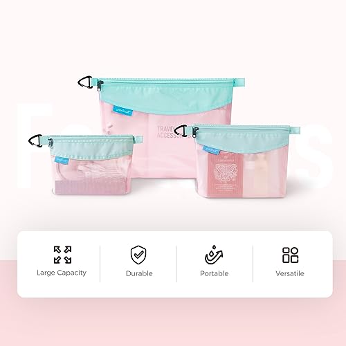 pack all Water-Resistant Zipper Pouch, Mesh Zipper Bag, 8.66"x5.91" - color: Pink, size: Small