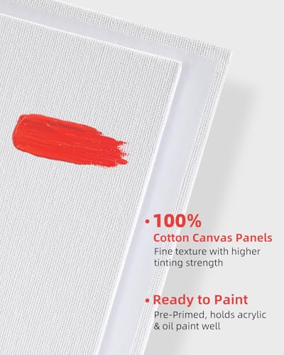 Simetufy 12 Pack 8x8 Inch Painting Canvas Panels Square Boards for Painting - size: 8"x8"