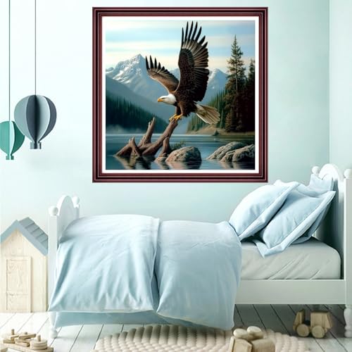 Funchey Counted Cross Stitch Kits for Adults Needlepoint Kits Unprinted Cross Stitching Embroidery Kit 11CT Cross Stitch Supplies-Forest Eagle 18x18 inch - color: ArtsKits22