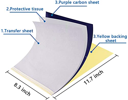 Tattoo Transfer Paper, 40 Sheets Thermal Stencil Paper, 8.5" x 11" A4 Size - size: 8.5in x 11in (40 Sheets)