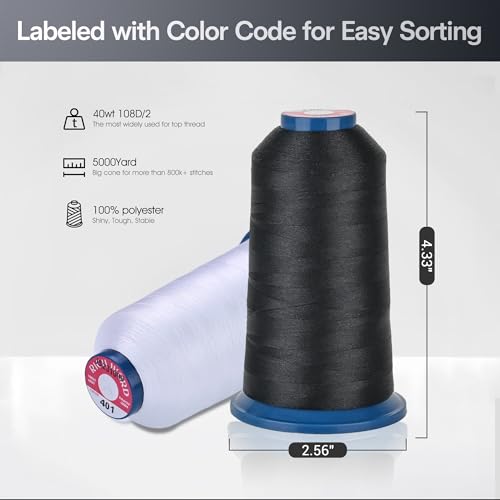BAI Embroidery Thread Set 15 Colors 40WT 108D/2 Polyester Thread 4000M - color: 15colors