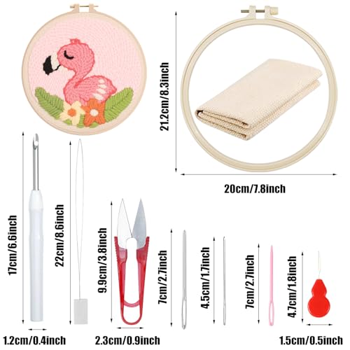 Woohome Punch Needle Kit Included Plastic Hoops, Punch Needle Cloth, Color Yarn and Punch Needle Tools for Adults, Beginners (Whales, Flowers, Bird) - color: Color 13