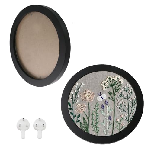 Crapyt 2 PCS Embroidery Frame, 9.13" Wood Round Cross Stitch Hoop - style: Round-9.13"
