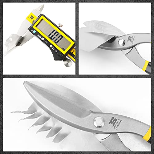 12" Straight Pattern Tin Snips, Flat Blade Metal Cutters, Straight Shears - size: 12 Inch