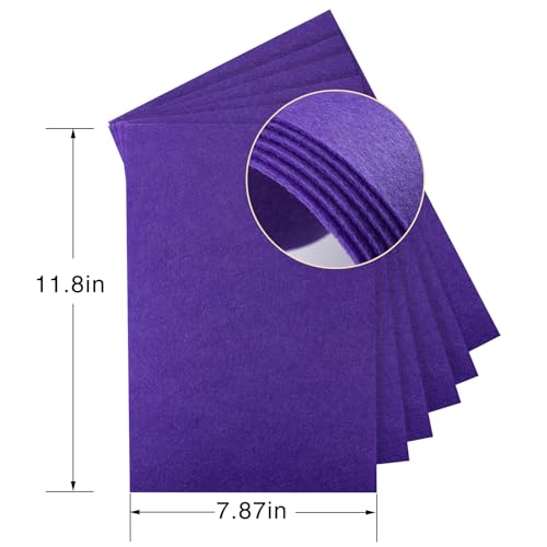 HaoFeiJH Purple Felt Fabric Sheets - 6PCS Stiff Felt Squares, 8x12 A4, 2mm Thick, Ideal for Sewing, Crafts & DIY Projects - color: 2mm Purple