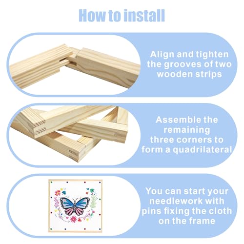 8 Sets Stretcher Bars for Needlework,16 PCS 4 Sizes(8, 10, 12, 14 Inches) - color: natural-8set