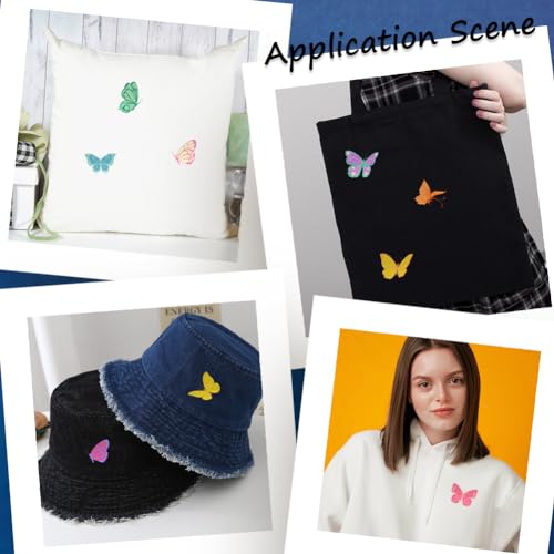 CRASPIRE 2 Sheets Butterfly Water Soluble Embroidery Patterns Stabilizers Butterflies Hand Sewing Stick and Stitch Transfers Fabric Wash Away Pre-Printed Self Adhesive for Bags Cloth Sewing Lovers - style: 2 Sheets Butterfly