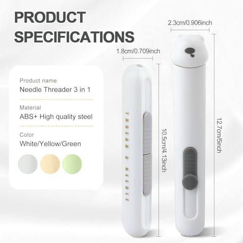 Automatic Needle Threaders Seam Ripper, Upgraded 3 in 1 Sewing Needle Threader Tool, 2Pcs Stretchable Quick Seam Rippers with Needle Storage for Hand Quilling, Embroidery Stitch Removal(Grey) - color: Grey