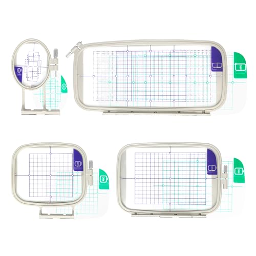 Sew Tech 4pcs Embroidery Hoop for Brother, 1x2.5 4x4 5x7 5x12in Frame Set - color: 4in1 Set