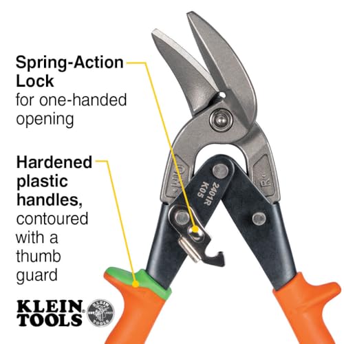 Klein Tools 2401R Right-Cutting Offset Snips, Aviation Tin Snips with Forged Blade for Precision Sheet Metal Cutting - style: Right-Cutting