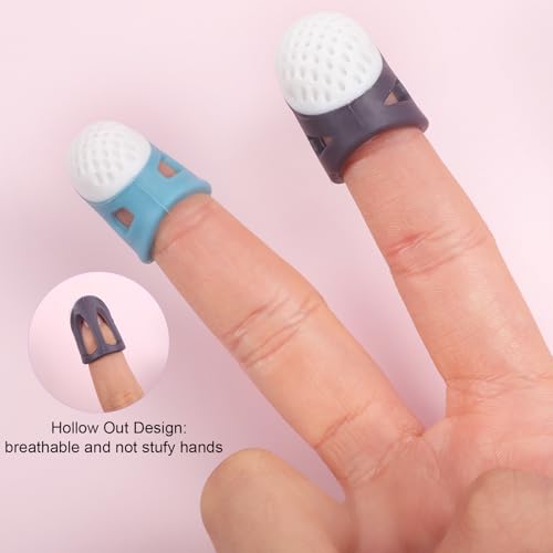 20 Pcs Thimble Finger Protector, 2 Colors Silicone Thimble Fingertip Grips