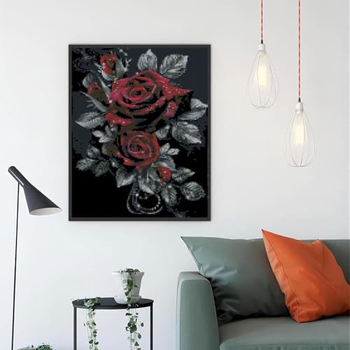 Flowers Stamped Cross Stitch Kits Flowers Cross Stitch Patterns,Dimensions Cross Stitch Kits Embroidery Kit Arts and Crafts for Beginners 15.7x11.8 inch - color: D043