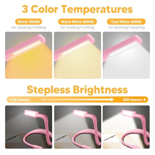 Neck Light, Stepless Dimming Reading Light for Book Lover Gifts - color: Pink