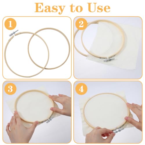 2 Pcs Wooden Embroidery Hoop, 4 Inch 6 inch Bamboo Embroidery Hoops Frame Circle Cross Stitch Hoop Ring for Art Craft Sewing DIY Decoration Home Ornaments - size: 4in+6in