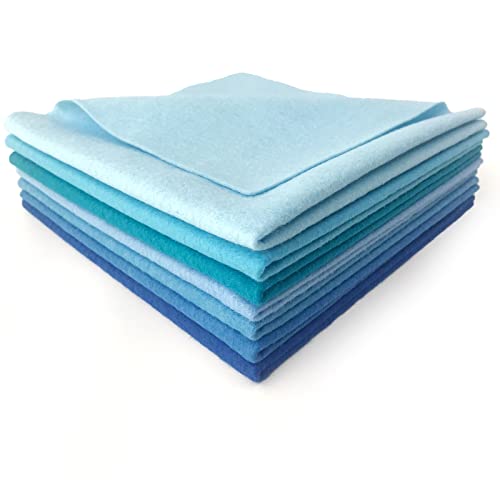 7pcs 18" X 18" 1.4mm Thick Soft Felt Nonwoven Fabric Sheet Pack DIY Craft Patchwork Sewing Square Assorted Colors (Blue Series) - color: Blue Series