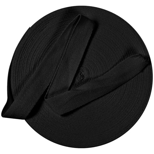 Cotton Twill Tape Ribbon 1/2 Inch Wide Tape Herringbone Webbing Roll Bias Binding Tapes for Sewing and DIY Crafts, Natural (Black, 1/2 Inch, 10 Yards) - color: Black, size: 1/2 Inch, 10 Yards