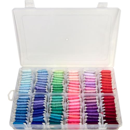 Embroidery Floss 447 Pre-Wound Threads on bobbins Fashionable Rainbow Color Friendship Bracelet String Cross Stitch Embroidery Thread, Craft Floss with Organizer Storage Box - color: 447 colors