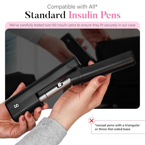 STRAWBERRY & CO Insulin Cooler Travel Case - Built-in Sharps Dispenser & Temperature-Control Organizer (Black) - color: Black