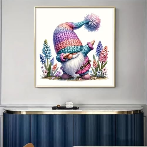 Lzyueyuan Gnome Stamped Cross Stitch Kits for Adults Beginner, Cross Stitch Ornament Kits Counted Embroidery Needlepoint Kits Home Decor 13.8X13.8 inch - color: Cross Stitch-1029-1