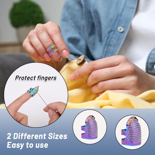 Yizzvb 8 Pcs Sewing Thimbles, 2 Sizes Metal Thimble Sewing Finger Protector - color: Metal Dazzle, size: 8 Pcs