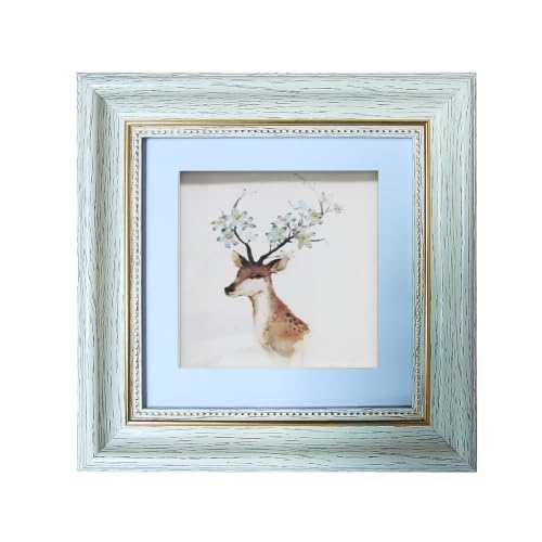 With 4x4 Mat Square Picture Frame 6x6 White (Cream Color) Desktop and Wall - color: White, size: 6x6