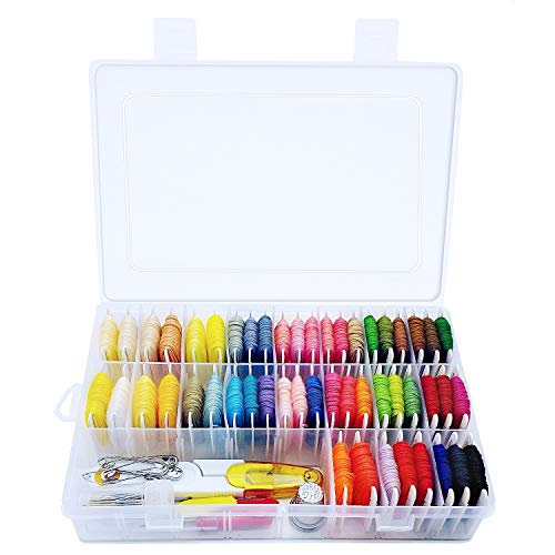 Peirich Embroidery Floss Organizer Box - 24 Compartments with 100 Hard Floss Bobbins and 459 Color Number Stickers