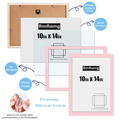 10x14 inch Wood Picture Frames for Wall Hanging,Diamond Painting Frames Rectangle Baby Scan Picture Frame for Family Walls Decoration,Anniversary,Wedding,Christmas,Halloween,Shower,Certificate (Pink) - color: Pink, size: 10x14 inch