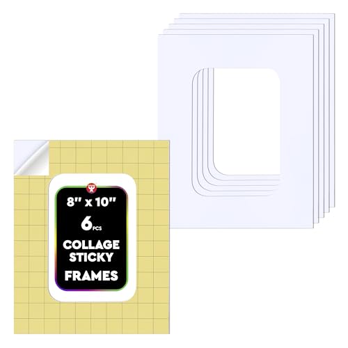 Hygloss Sticky Collage Frames - 6 Pack 8"x10" Self Stick Collage Boards for Kids - Peel & Stick Mounting Boards for Art Projects, School Crafts, Classrooms, and DIY Displays - size: 6-Pcs, style: Frame 8" x 10"