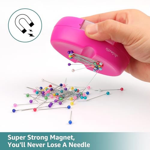 Arcimatto Magnetic Pin Holder, Strong Magnet Pincushion with Drawer, Pin Cushion with 100 Pcs Ball Head Straight Pins for Sewing, Needle Cushions Bobby Pin Holder Paper Clip Organizer for Quilting - color: Rose Red