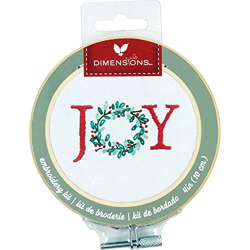 Dimensions Needlecrafts Joy Wreath Christmas Kit, 4'' Embroidery Hoop - color: Joy Wreath
