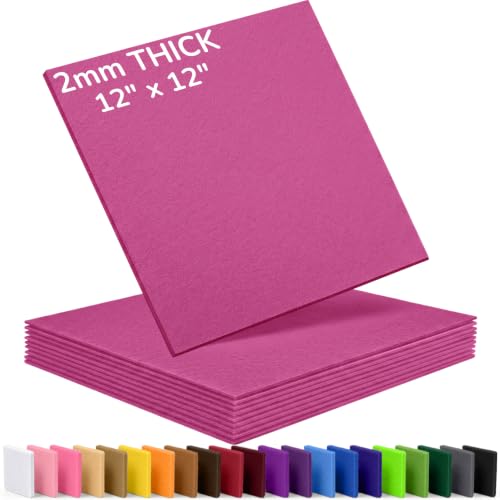 2mm Stiff Felt Sheets 12" X 12" (10 Pack, Hot Pink) - color: Hot Pink