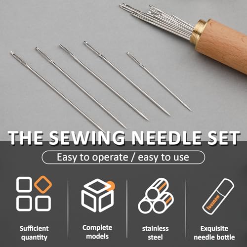 25 PCS Steel Sewing Needles Embroidery Large Eye Needles for Handsewing - size: 25 Pcs