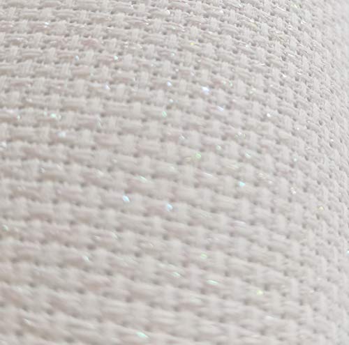 59" x 1 Yard 14ct Counted Cotton Aida Cloth Cross Stitch Fabric (White Opal) - color: White Opal