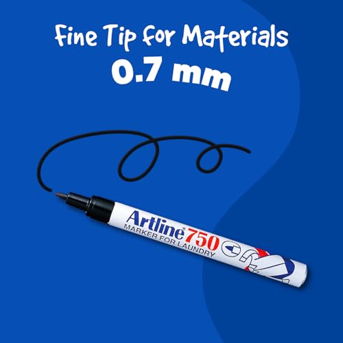 Artline Laundry Marker, Permanent Fabric Pen, 0.7mm Black, 3 Pack