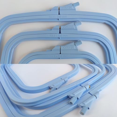 Nurge Square Embroidery Hoop - Plastic Cross Stitch Frame for Needlepoint & Embroidery - Adjustable Craft Hoop - Blue - Set of 3 - color: Blue, size: Multiple Sizes (Set of 3)