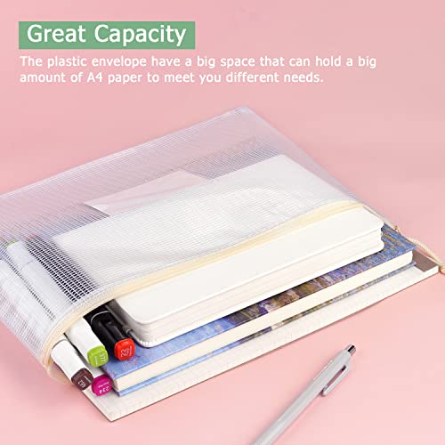 Tamaki 6 Pack Mesh Zipper Pouch Bags with Label Pocket, 13.5" x 9.5" - color: 6 Pack With Label Pocket