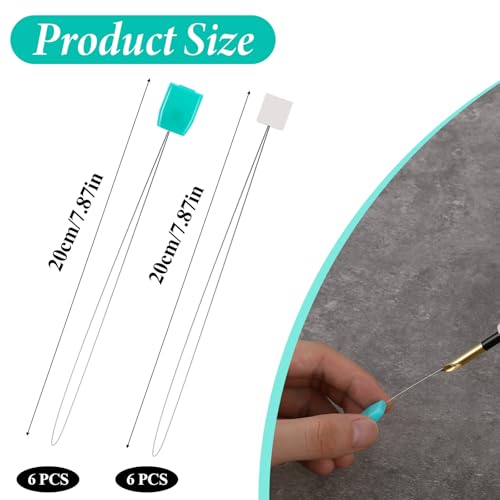 7.87 Inch Long Needle Threader Pulling Hook Tool 12 PCS Needle Threaders for Embroidery Floss Stitching Craft Tool Bead Tools for Punch Needles Cross Stitchs DIY Sewing Craft Works (Green and White)
