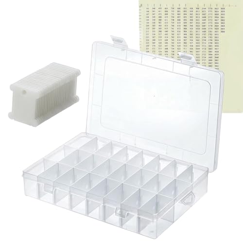 Embroidery Floss Cross Stitch Organizer Box Set 50 Pcs White Plastic Floss Bobbins Set Embroidery Thread Bobbins with Organizer Storage Box and 552 Pcs Floss Number Stickers