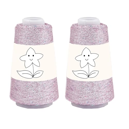 2 Balls Sequin Sparkle Lurex Yarn, Shining Glitter Metallic Knitting-in Accessory Yarn Thread for Knitting and Crochet Sweater Shawl 5000 Yards (1, Pink Purple) - color: Pink Purple