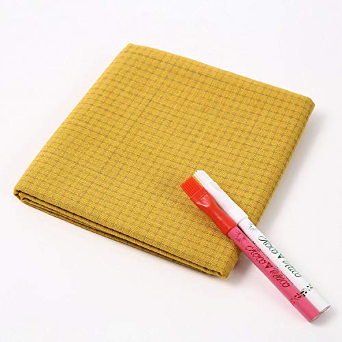 DARUMA Sashiko 100% Cotton Sewing Cloth (42.5 inch x 19.6 inch) with Grid Line and Fabric Marking Pencil Set (Yellow) - color: Yellow