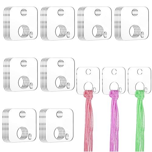 40PCS Acrylic Embroidery Floss Drop for Thread, Square Acrylic Bobbins, Floss Drops Cross Stitch, Clear Embroidery Thread Organizers, Cross Stitch Tread Bobbins for DIY Craft Sewing Threads Storage
