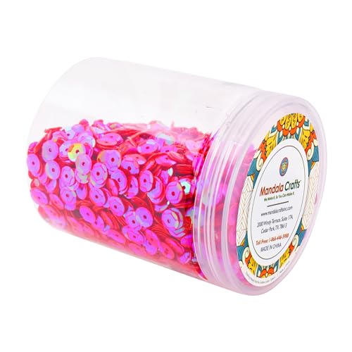 Mandala Crafts 6mm Cup Round Hot Pink Sequins for Sewing Embroidery - color: Hot Pink, size: 6mm Cup Sequins