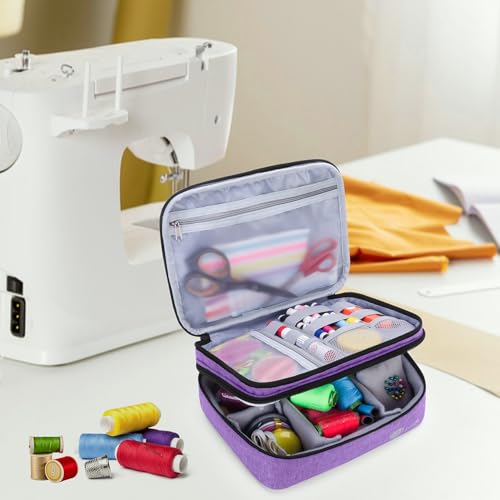 Luxja Double-Layer Medium Sewing Organizer, Purple - color: Purple, size: Medium