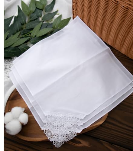 6 Pack of Ladies Embroidery Cotton Handkerchiefs Lace Wedding Hankies - color: Zw-l02 Caomei