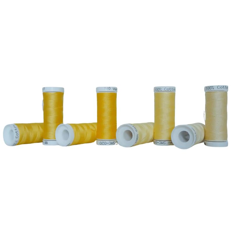 Madam Sew Cotton Thread Set – 8 Small Spools – 100% Cotton Thread for Sewing Machine & Hand Stitching | Strong, Low-Lint All Purpose Threads for Fabric, Quilting, and Stitching – Yellows - color: Yellows