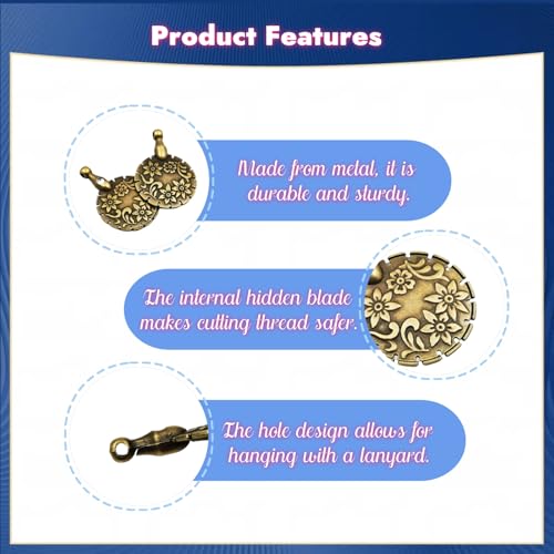 2 Pcs Yarn Cutter Pendant Set, Antique Copper Versatile Thread Cutter Tool for Crochet & Sewing Accessories, Yarn Minder & Embroidery Supplies, Gifts for Crocheters & Sewing Enthusiasts - size: 1.77*1.22 inches