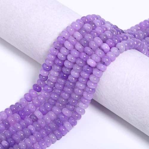 5x8mm 100Pcs Natural Purple Rondelle Beads for Jewelry Making Loose Spacer Abacus Disk Beads Gemstone for Bracelets Necklace DIY Crafts - color: Purple